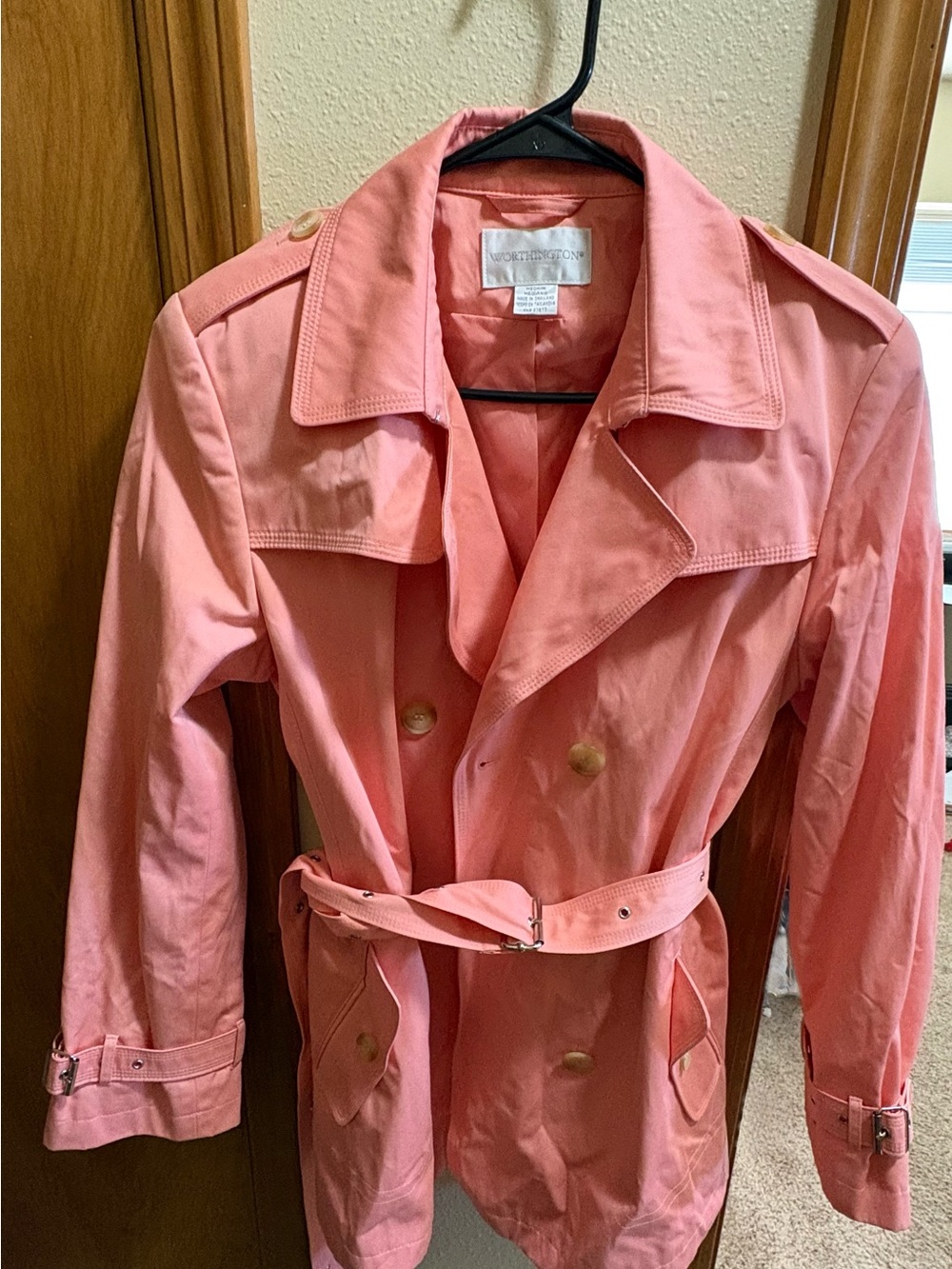 Worthington Coral-Pink Trench Coat with Belt